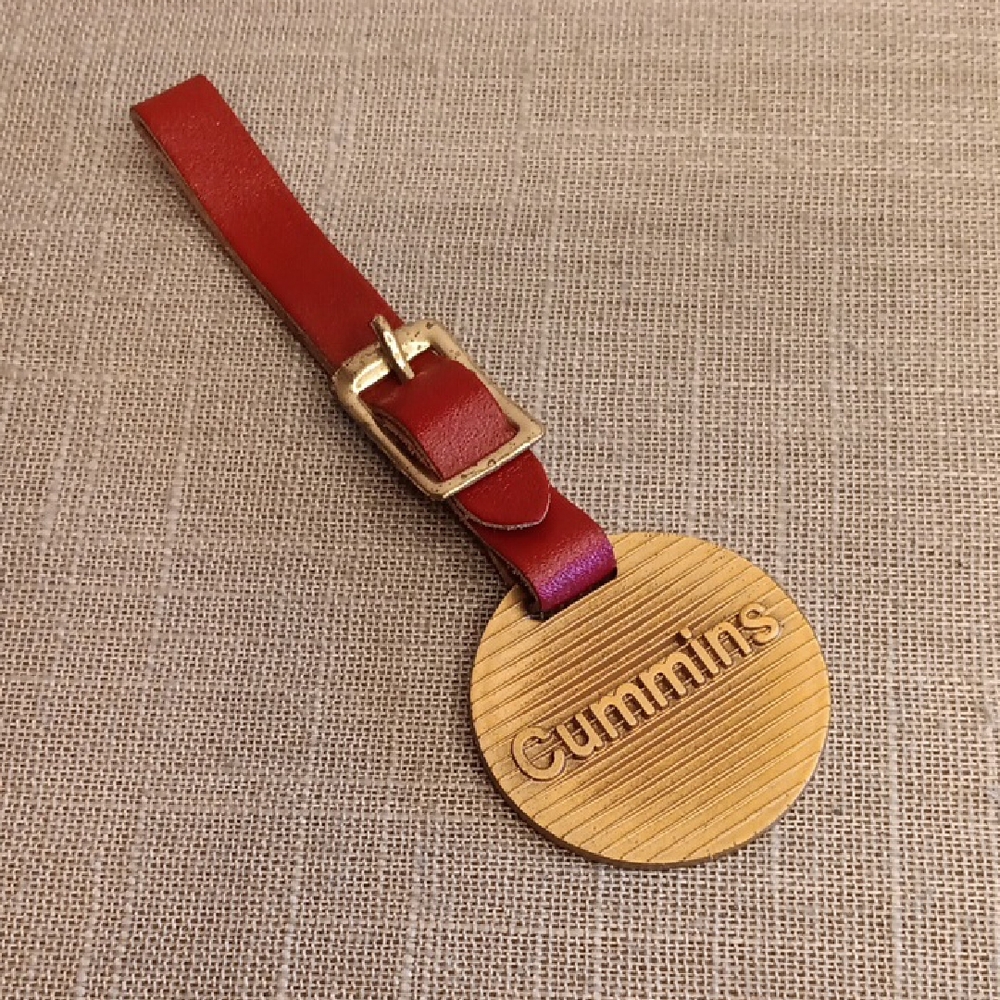 Cummins Brass Watch Fob with Red Strap